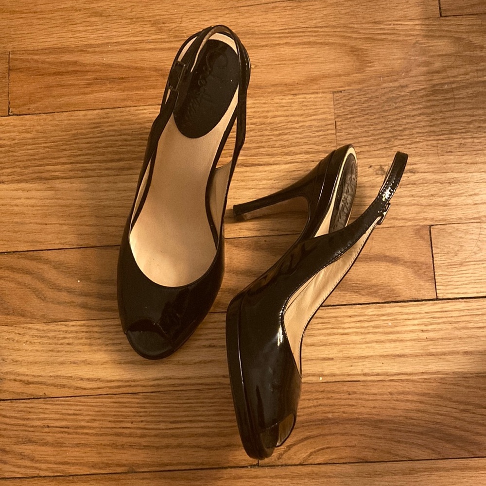 Cole Haan x Nike Air Peep Toe Sling Back Stiletto Mules Patent Leather
